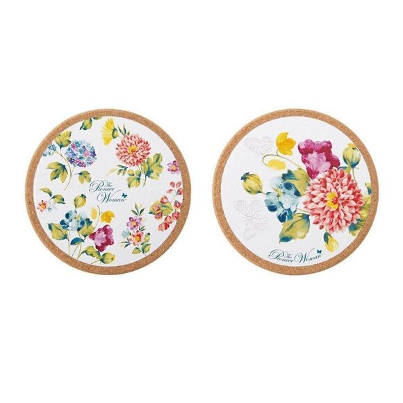 🌺 NWT The Pioneer Woman Cork Trivet Set, Blooming Bouquet, 2 Pieces - Picture 2 of 5